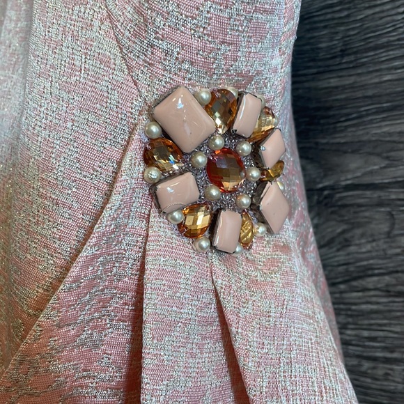 Pamella Roland Metallic Pearl Pink Evening Dress - Picture 3 of 9